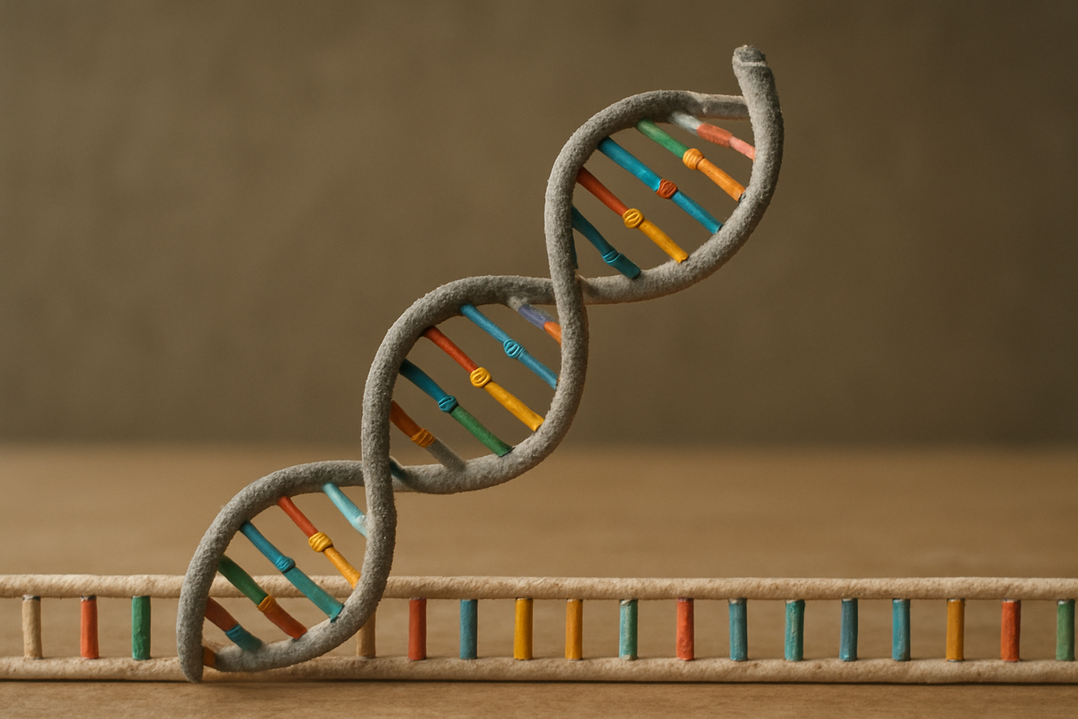A visual representation of a DNA double helix with glowing on/off switches attached to it, symbolizing epigenetic control.
